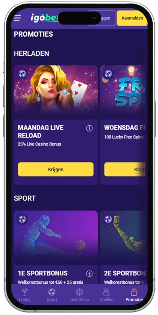 Promoties bij IgoBet Casino App