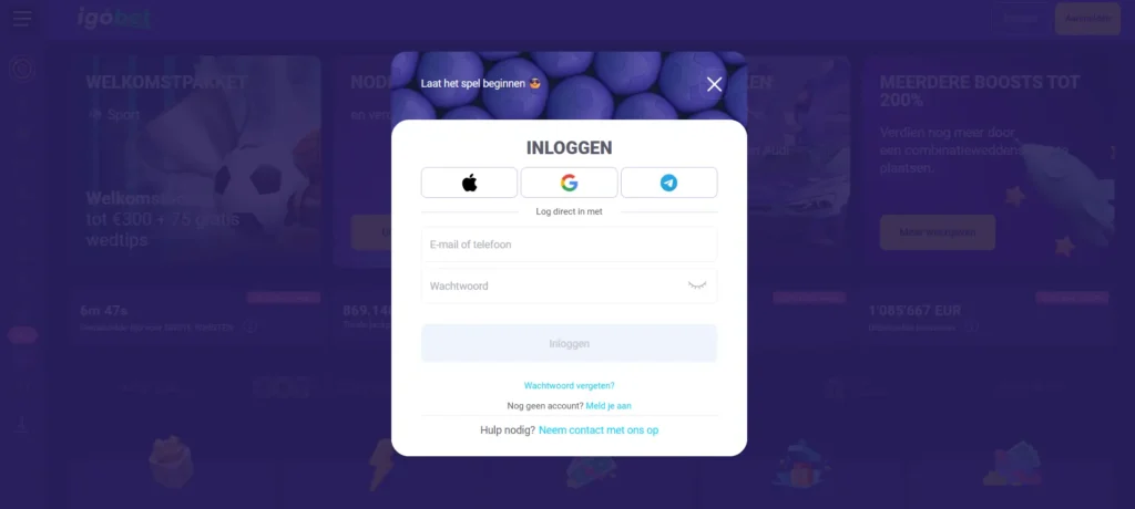 Inlogproces met E-mailadres en Wachtwoord
